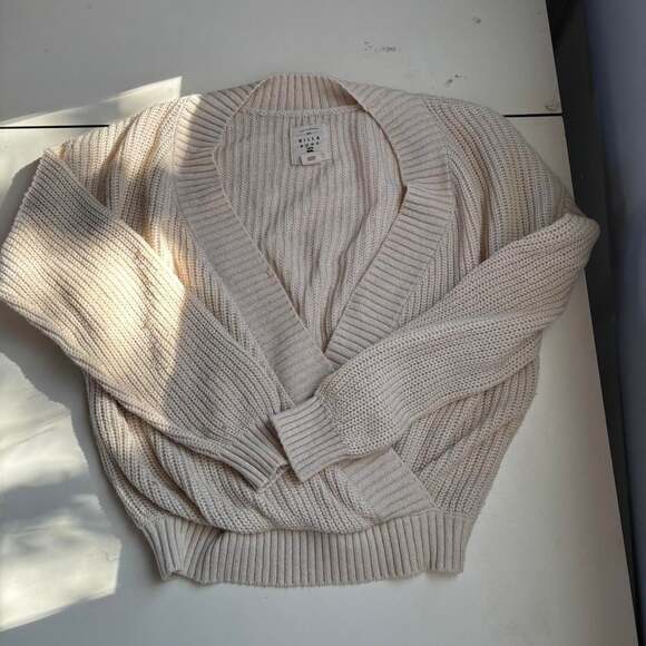 Billabong Sweaters - Billabong Sea Side Cream Chunky Ribbed Knit Open Wrap Cardigan